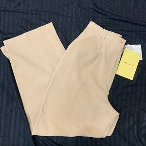 NWT Dialogue Pants 12P Lite Beige Wide Leg 2-Way Stretch Fabric Business Casual